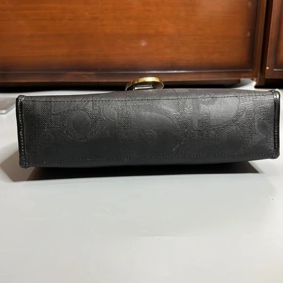 CHRISTIAN DIOR VINTAGE BLACK MONOGRAM CANVAS CLUTCH - Picture 10 of 16